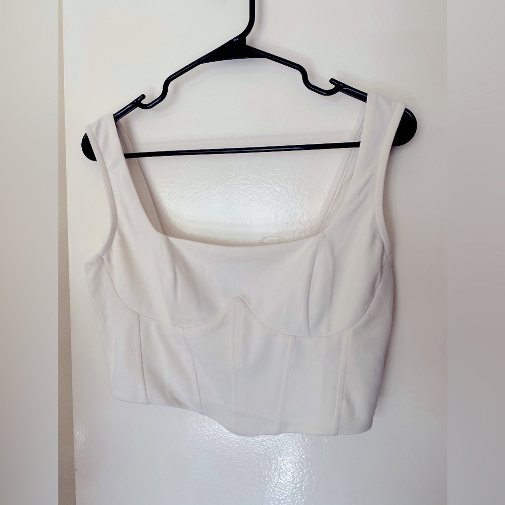 White bustier crop top